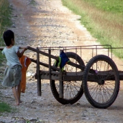 Girl pushing cart, Solo travel as a Woman