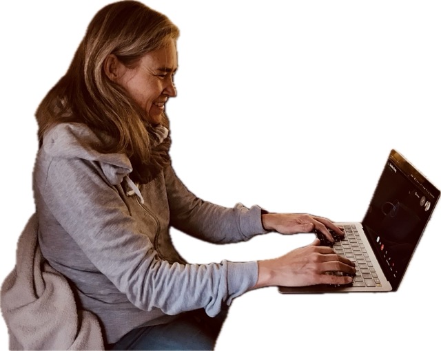 Nina teaching at laptop